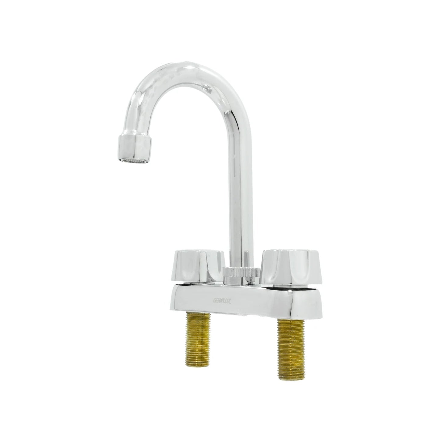 Mezcladora Genflux para lavabo 4" cromada con cuello de ganso y manijas tipo cruz
