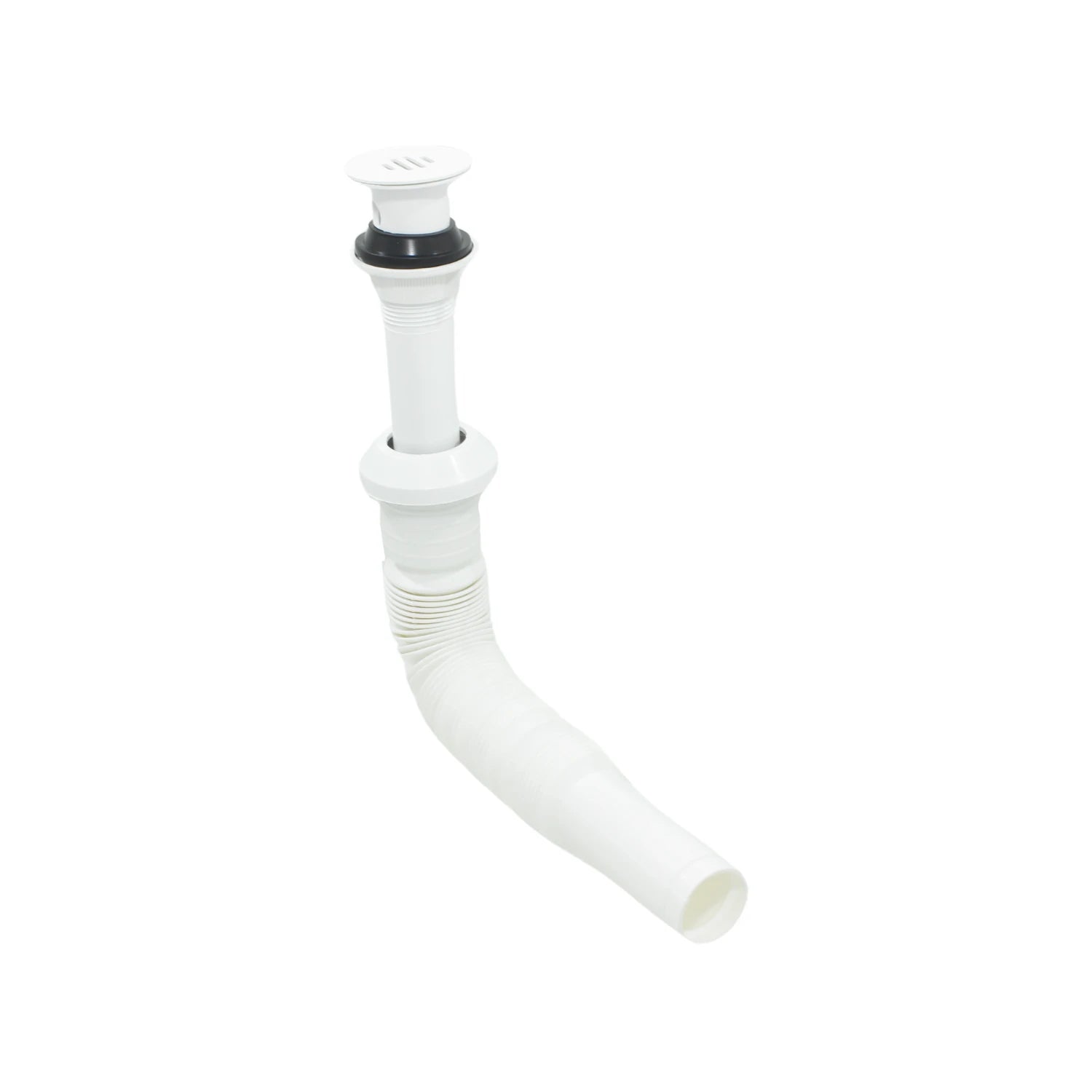 Cespol flexible de plástico blanco para lavabo, incluye rejilla de desagüe