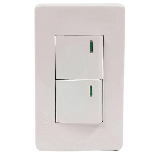 Placa 2 apagadores blanca Genlit GL-PK2AB