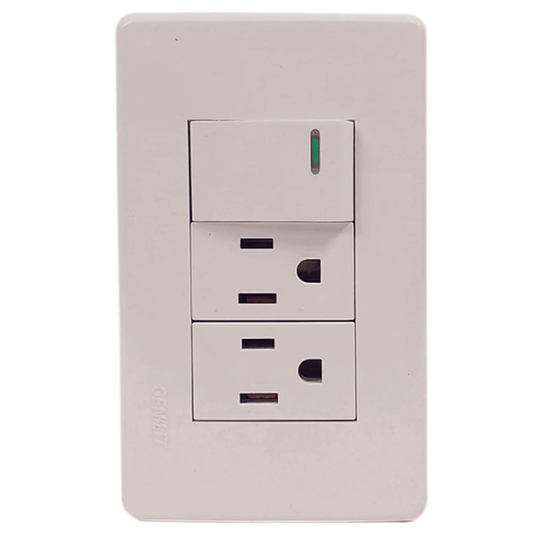 Placa 1 apagador/2 contactos blanca Genlit GL-PK12B