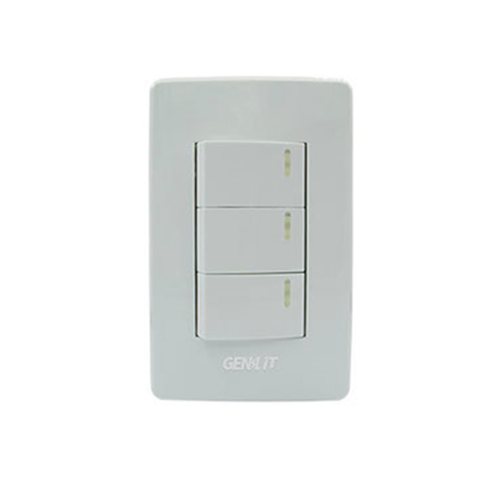 Placa 3 apagadores blanca Genlit GL-PK3AB
