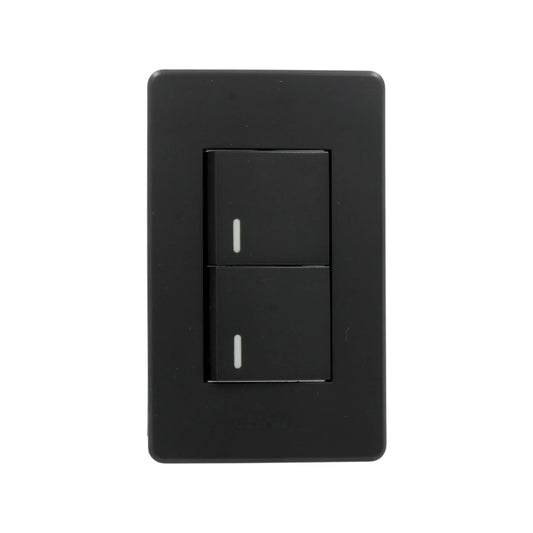 Placa 2 apagadores negra Genlit GL-PKBU2A buio