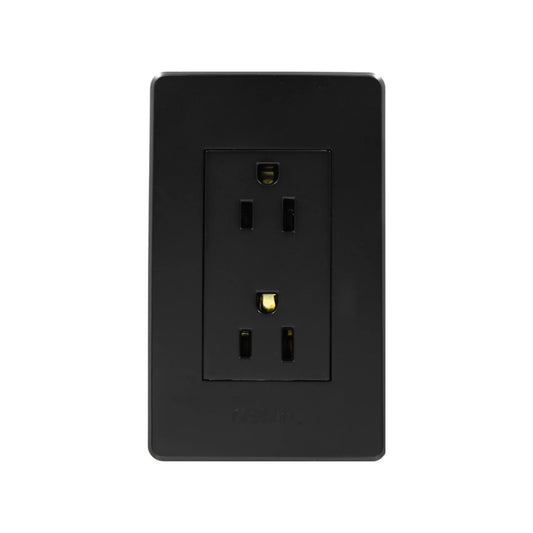 Placa contacto dúplex negra Genlit GL-PKBUCD buio