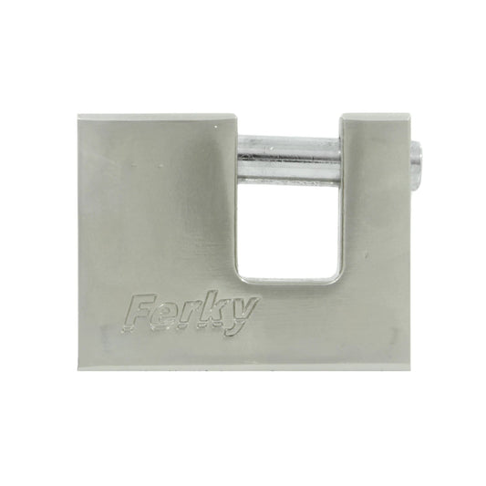 Candado tipo cortina Ferky de seguridad, color plata, cuerpo metálico robusto para protección