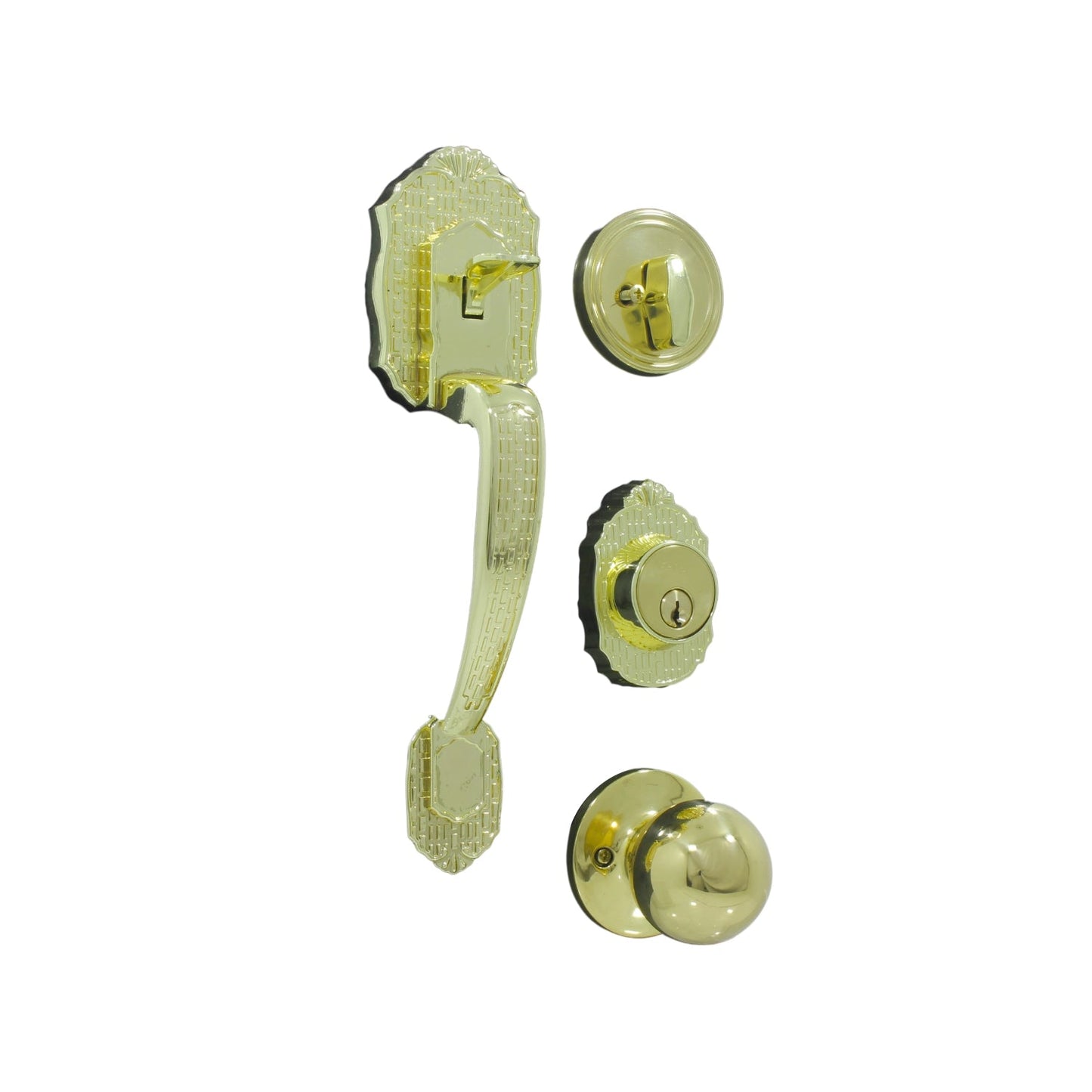 Juego de cerradura dorada para puerta principal con manija de gatillo, pomo y cerrojo de seguridad