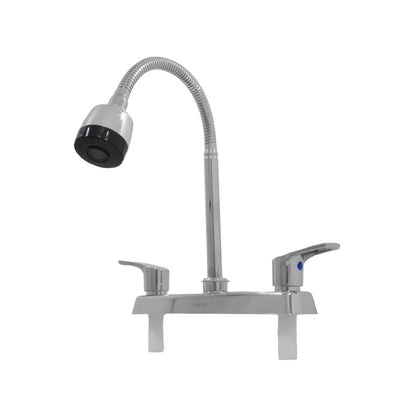 Mezcladora Genflux para fregadero de cocina, acabado cromo brillante, cuello flexible, 2 manerales