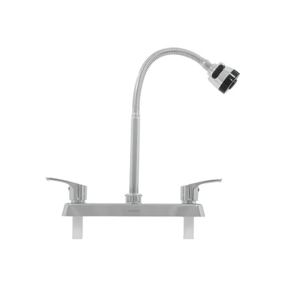 Mezcladora para fregadero Genflux doble maneral, cuello flexible, cromo brillante con rociador