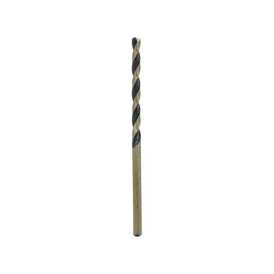 Broca alta velocidad 1/8" con recubrimiento dorado y negro, zanco corto, punta de 135 grados para metal.