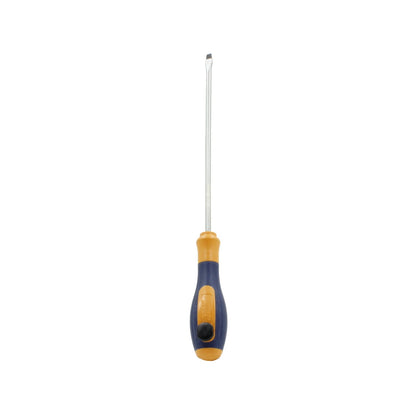 Destornillador plano Tramontina con mango ergonómico azul y naranja para tornillos ranurados