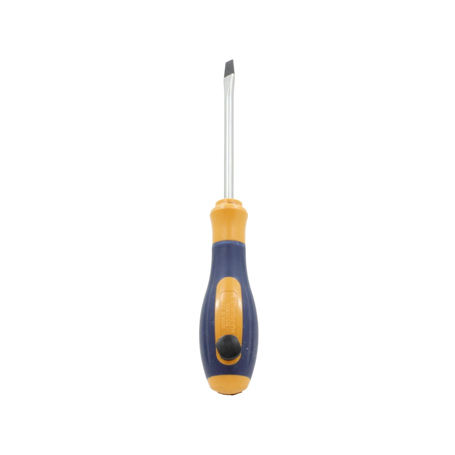 Desarmador plano Tramontina Pro 1/4 pulgada, mango ergonómico azul y naranja, punta de acero