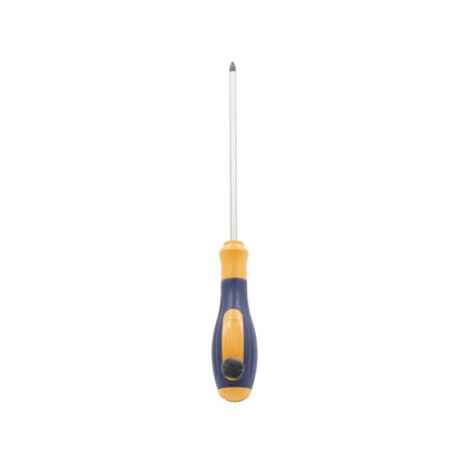 Desarmador de cruz Tramontina-Pro 3/16x6 pulgadas mango ergonómico azul y amarillo