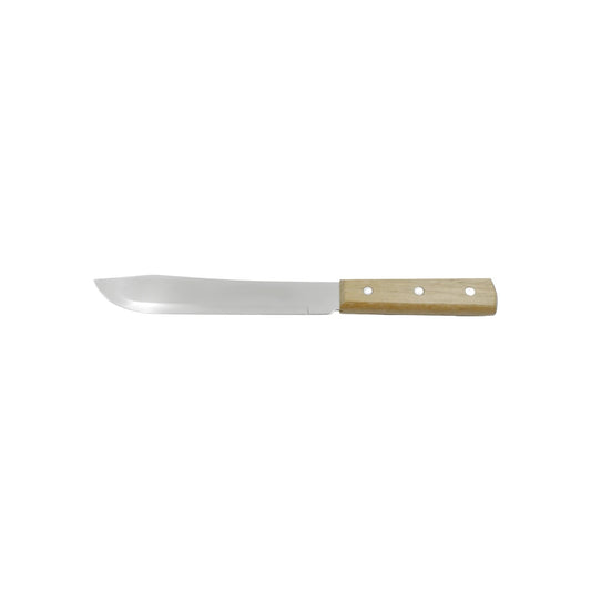 Cuchillo de cocina con hoja lisa de acero inoxidable y mango de madera remachado
