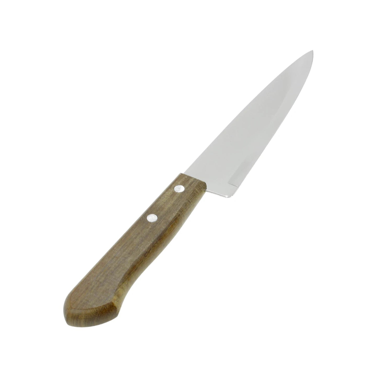 Cuchillo liso de cocina 7 pulgadas con hoja de acero inoxidable y mango de madera café