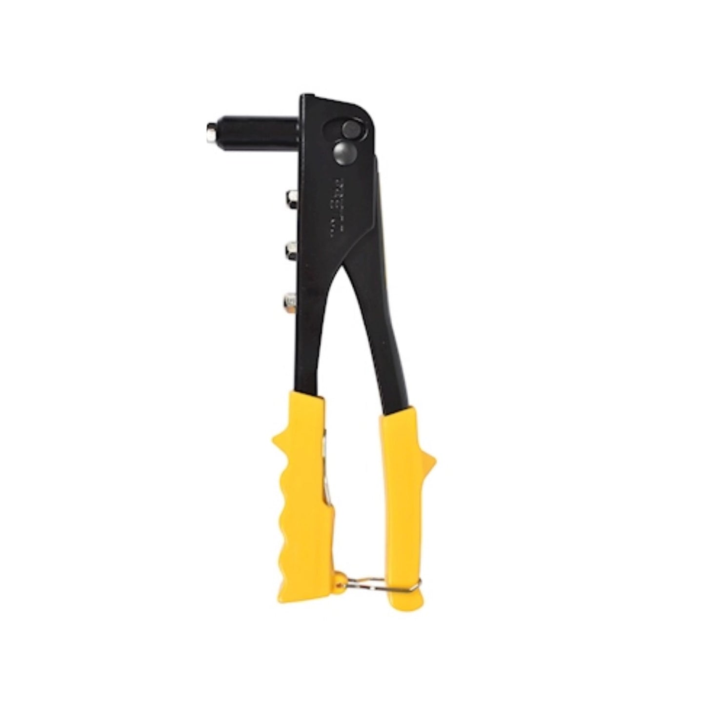 Remachadora manual de 10 pulgadas negra con mangos ergonómicos amarillos para fijar remaches