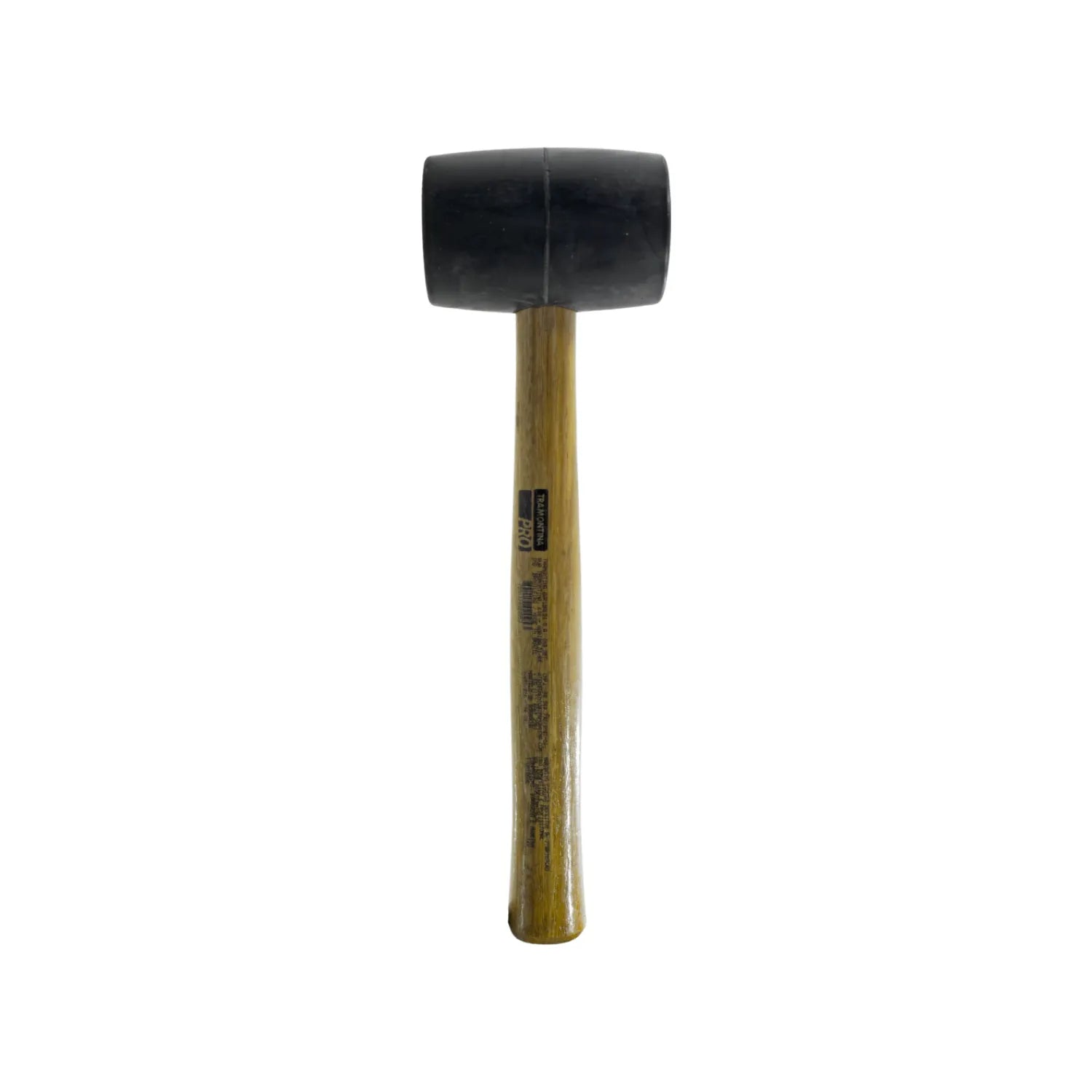 Martillo de goma negra Tramontina Pro con mango de madera para construcción y superficies delicadas.