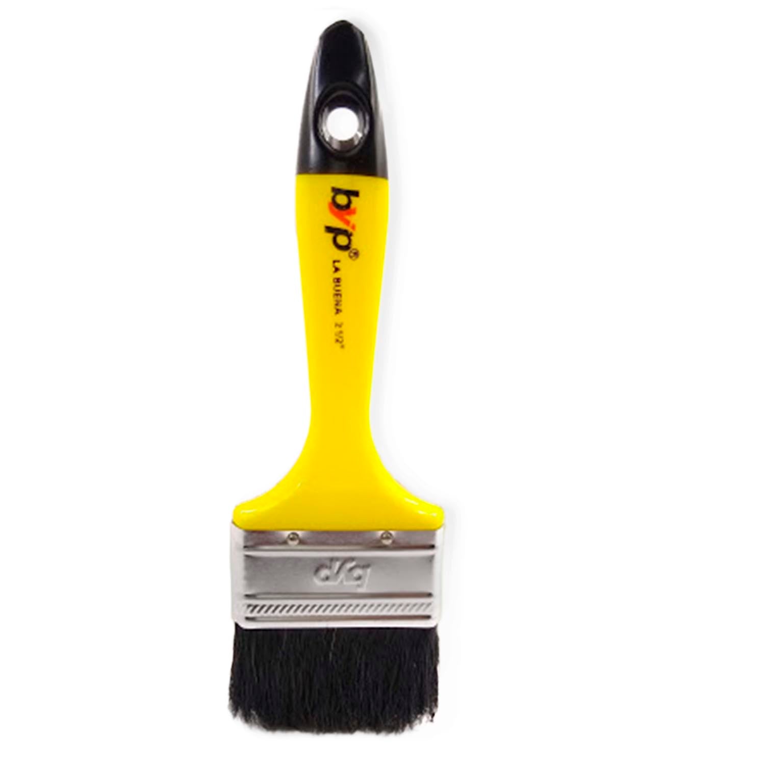 Brocha de pintura Byp La Buena 2 1/2 pulgadas con mango amarillo y cerdas negras