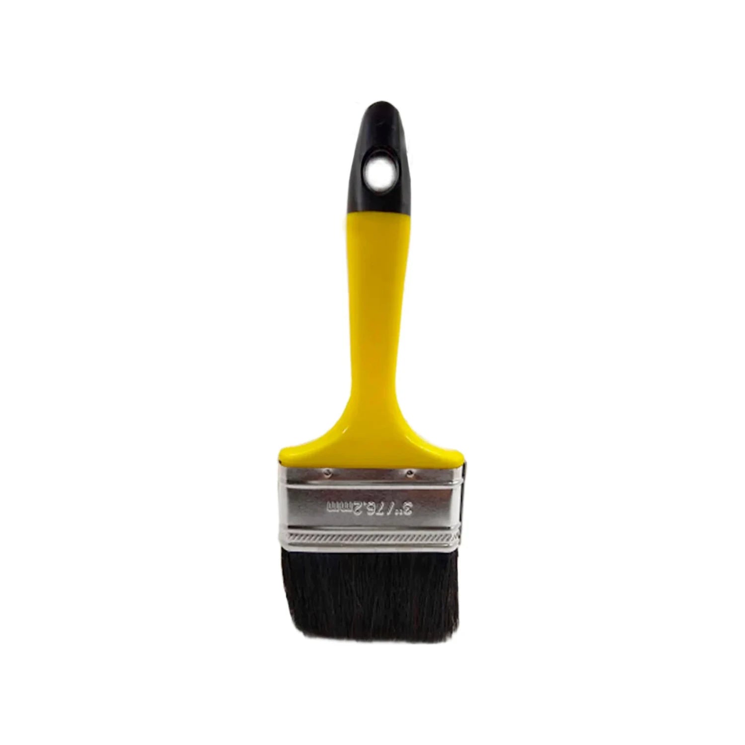 Brocha de pintura con mango amarillo, cerdas negras y ferrule de metal de 3 pulgadas (76.2mm)