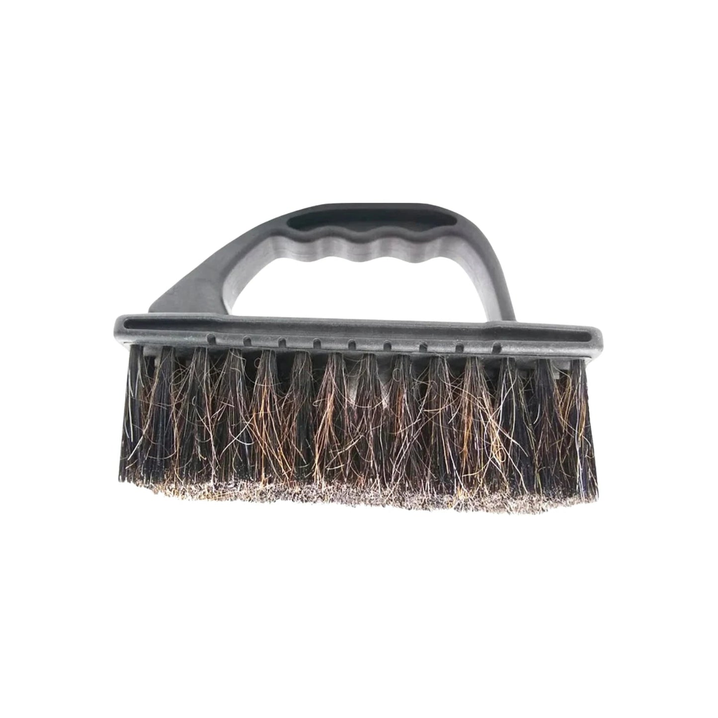 Cepillo de fregar manual cerdas resistentes mixtas, mango ergonómico oscuro para limpieza industrial