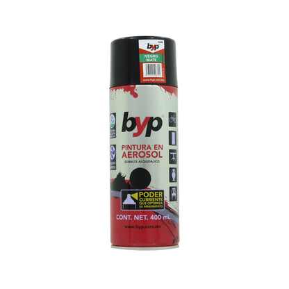 Pintura en aerosol negro mate 400 ml Byp ANM
