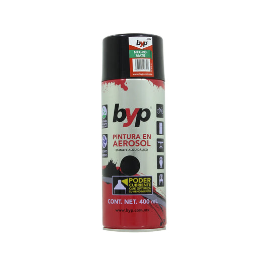 Pintura en aerosol negro mate 400 ml Byp ANM