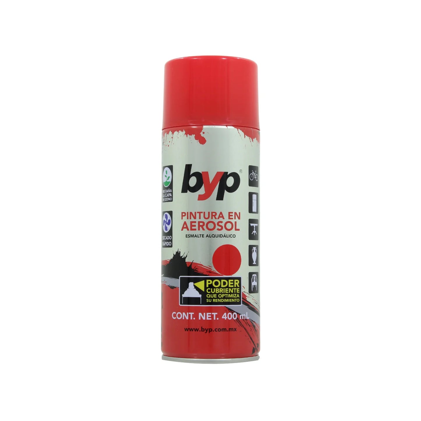Pintura en aerosol roja bermellón 400 ml Byp ARB