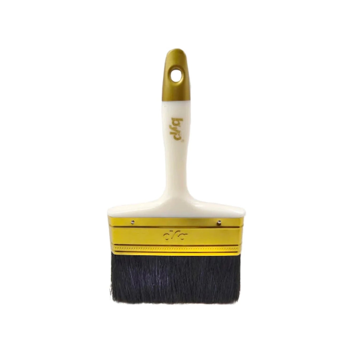 Brocha plana Byp premium de 5 pulgadas para pintura con mango blanco y ferrule dorado