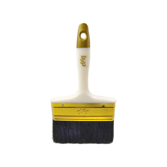 Brocha plana Byp premium de 5 pulgadas para pintura con mango blanco y ferrule dorado