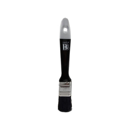 Brocha de pintura Triple B de 1 pulgada con mango negro y gris, cerdas negras para trabajos de pintura