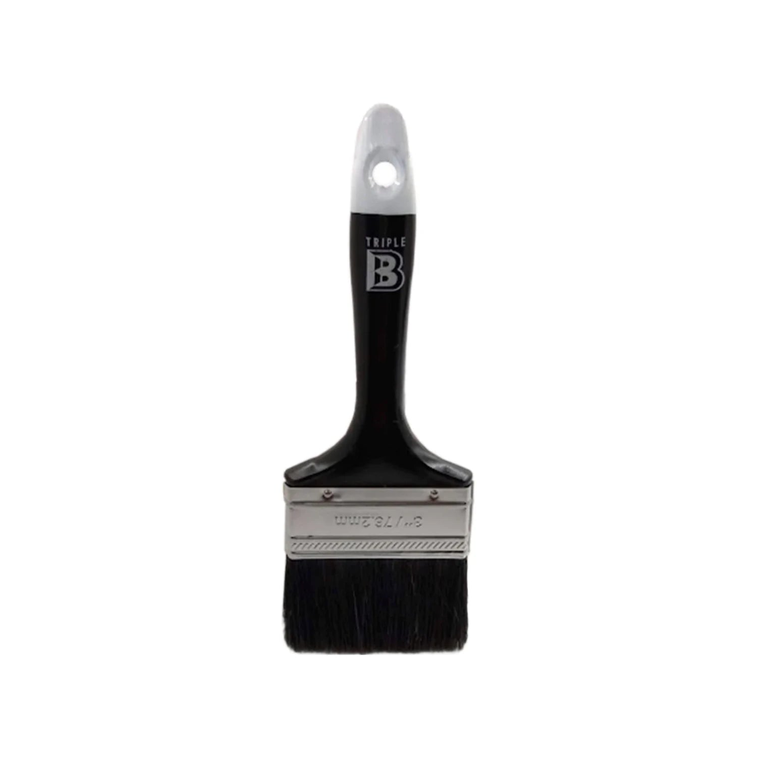 Brocha de pintura Triple B de 3 pulgadas con mango negro ergonómico y cerdas sintéticas para acabados finos