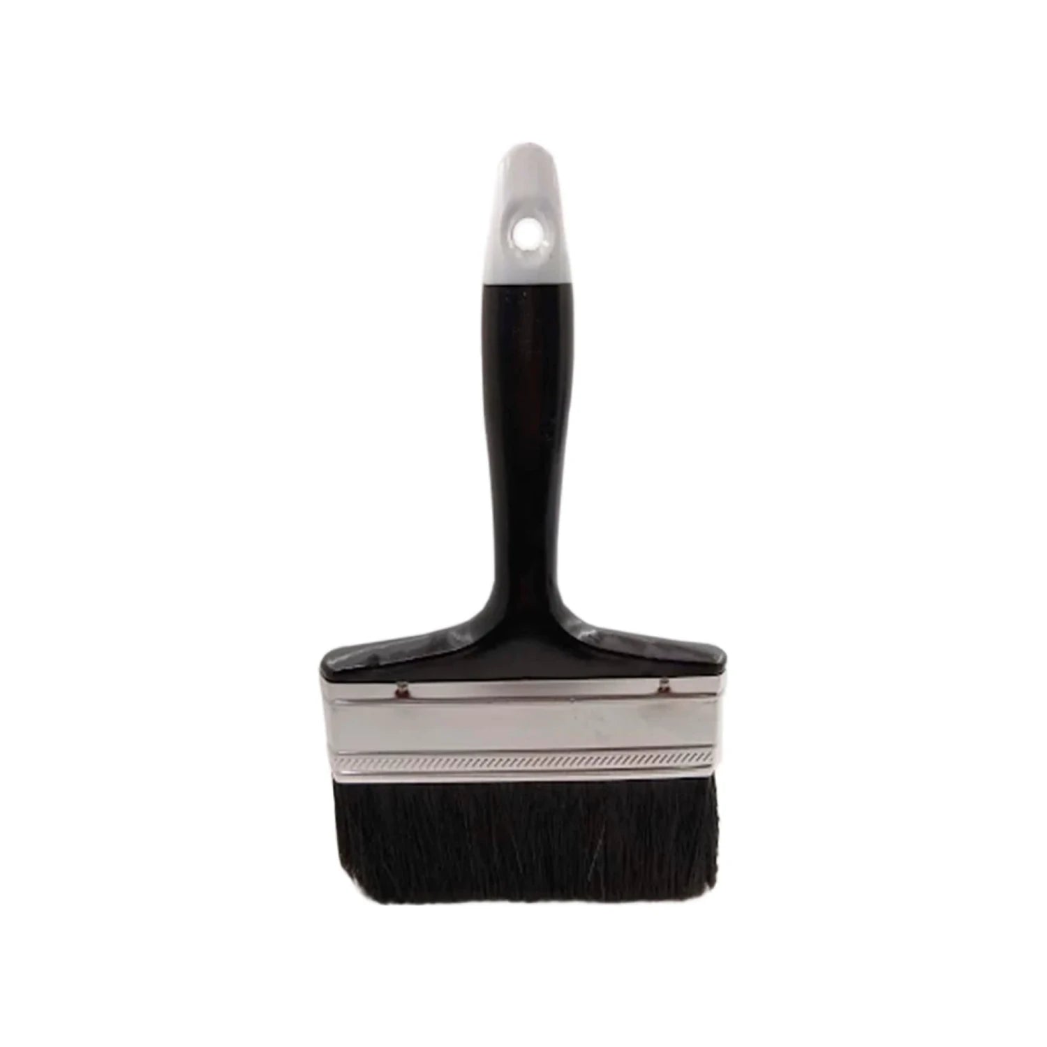 Brocha de pintura ancha 5" mango negro con orificio y cerdas oscuras