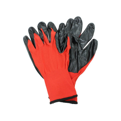 Guantes de trabajo rojos/negros de nylon/nitrilo antiderrapantes para protección y agarre
