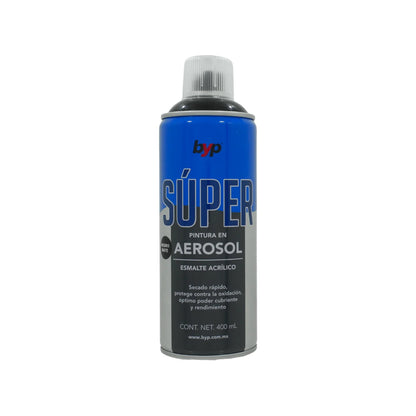 Pintura en aerosol negro mate acrílico 400 ml Byp Súper ANMS00