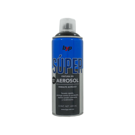 Pintura en aerosol negro mate acrílico 400 ml Byp Súper ANMS00