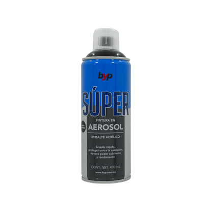 Pintura en aerosol negro satinado acrílico 400 ml Byp Súper ANS00