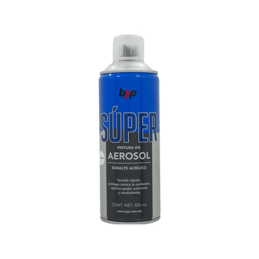 Pintura en aerosol esmalte acrílico byp SÚPER blanca 400ml secado rápido protección antioxidante
