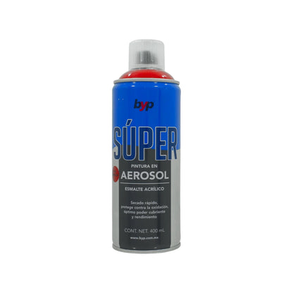 Pintura en aerosol roja bermellón acrílico 400 ml Byp Súper ARBS00
