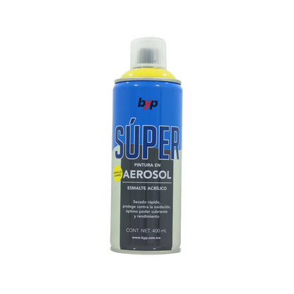Pintura en aerosol amarillo canario acrílico 400 ml Byp Súper ACAS00