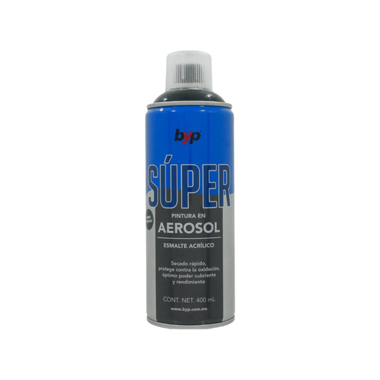 Pintura en aerosol Byp esmalte acrílico verde oscuro 400ml, secado rápido y protección contra oxidación.