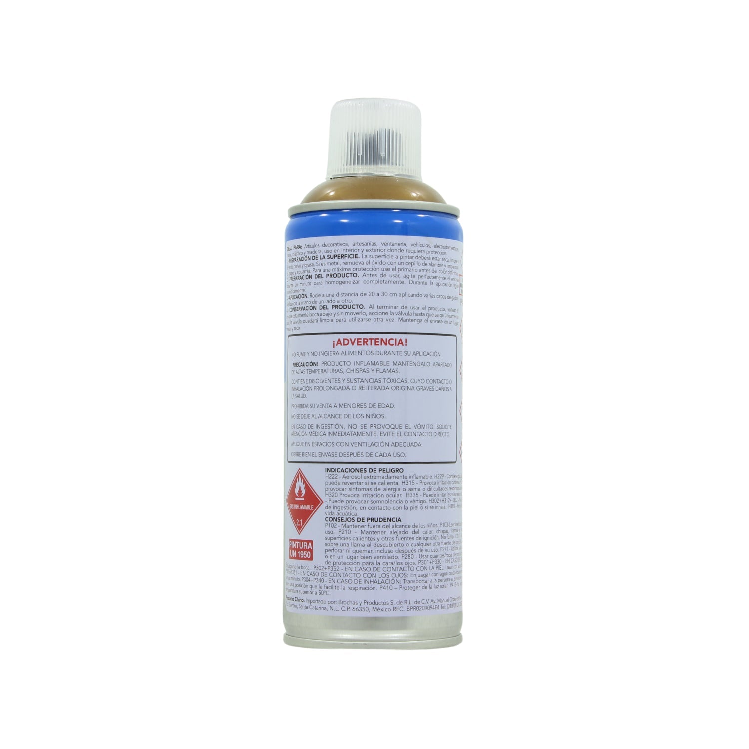Pintura en aerosol acrílica color oro de 400ml para superficies de madera, metal y plástico