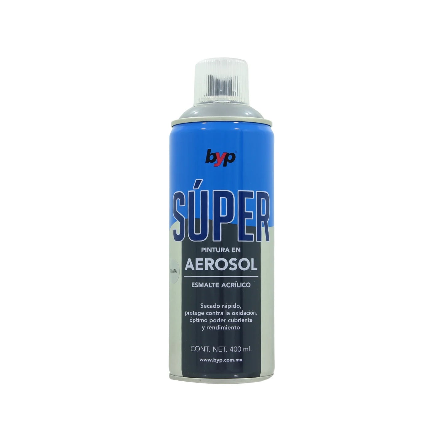 Pintura en aerosol plata acrílico 400 ml Byp APLS00