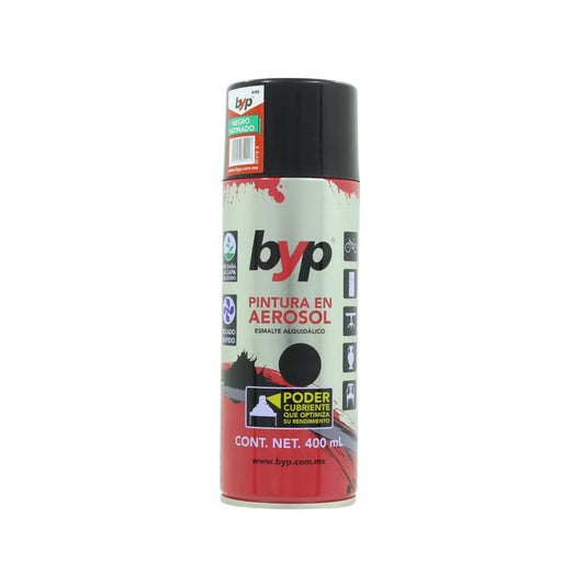 Pintura en aerosol negro satinado 400 ml Byp