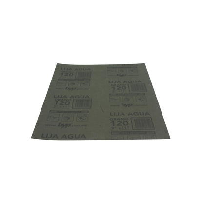Lija de agua Byp grano 120, 9x11 pulgadas para acabados finos en metal y madera