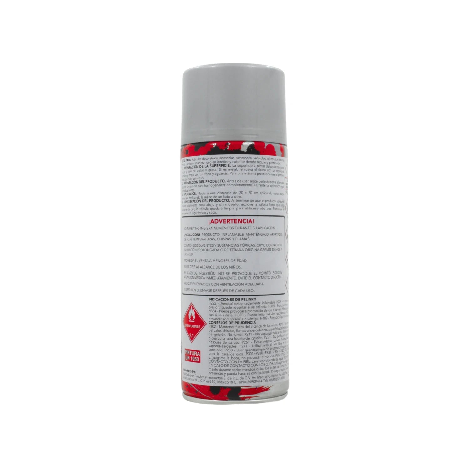 Pintura en aerosol plateada 400ml para metal, madera y plástico, uso general en ferretería