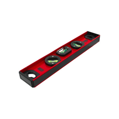 Nivel de burbuja Byp de aluminio 12 pulgadas rojo y negro con 3 viales