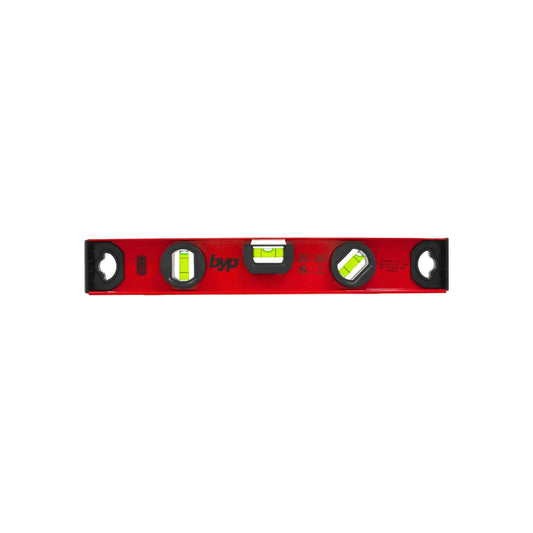 Nivel de burbuja magnético byp de aluminio rojo 14" con 3 viales para mediciones precisas horizontal, vertical y 45°
