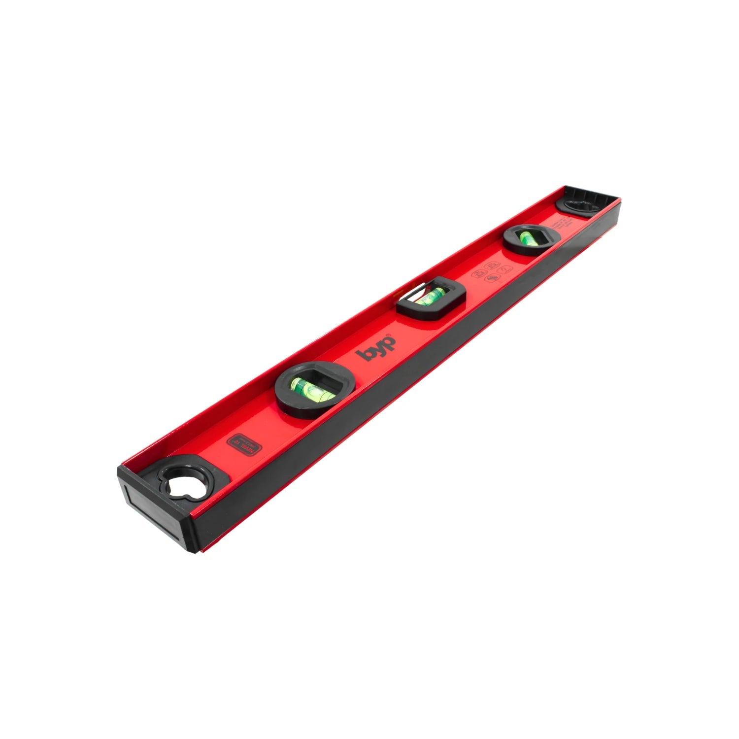 Nivel de burbuja byp rojo y negro de aluminio, herramienta de medición precisa