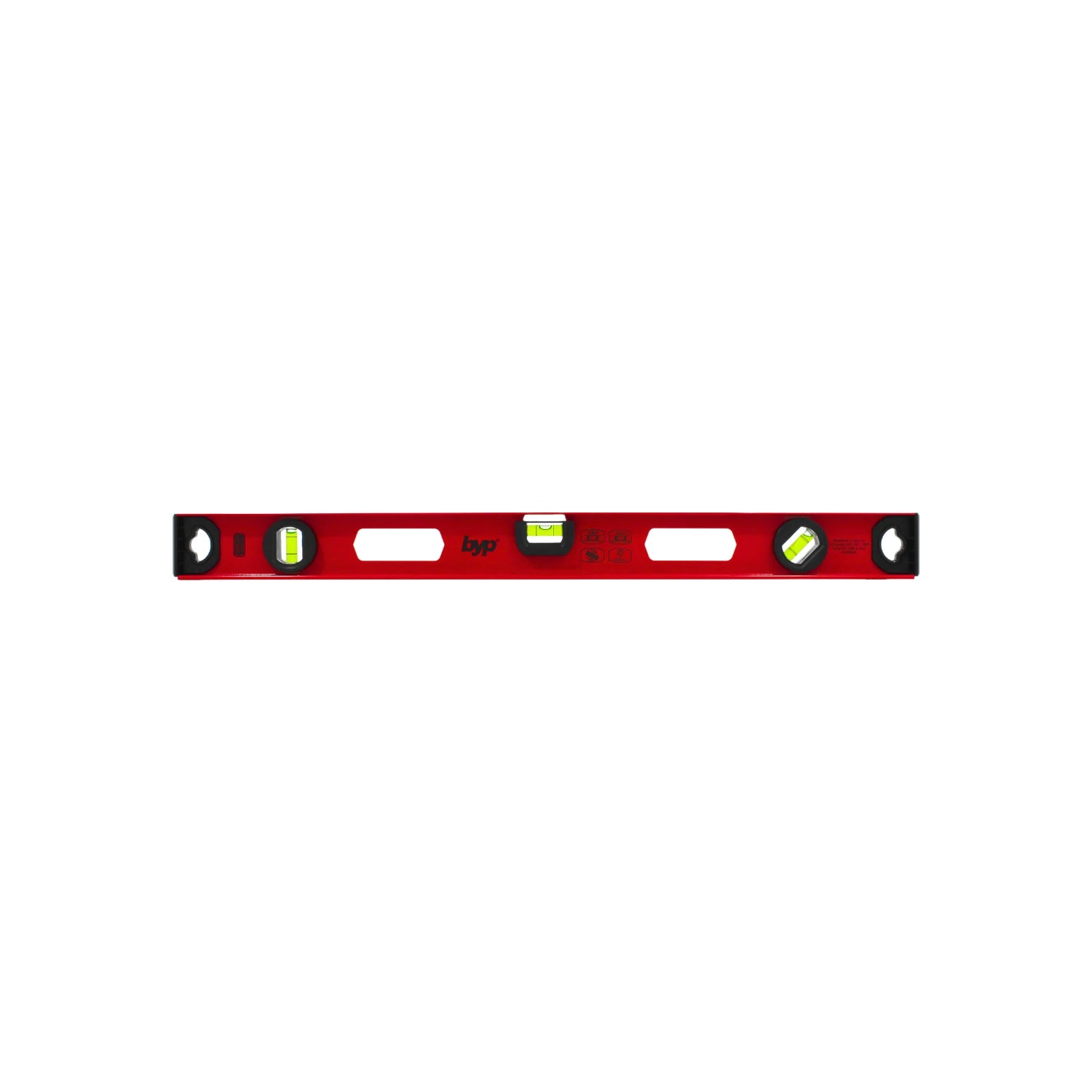 Nivel de burbuja BYP rojo de aluminio 24 pulgadas para medir horizontal, vertical y ángulo.