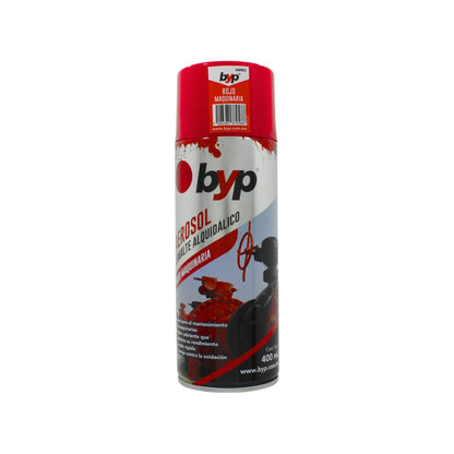 Esmalte en aerosol BYP rojo maquinaria 400ml, secado rápido y protección anticorrosiva para metal