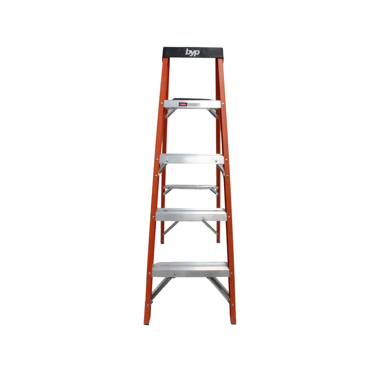 Escalera de tijera BYP de fibra de vidrio naranja con 4 peldaños de aluminio para trabajos de altura seguros