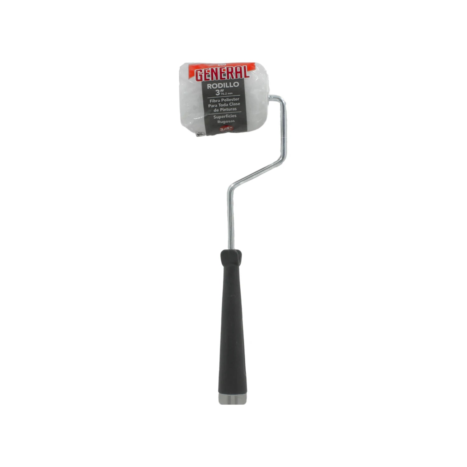 Rodillo de pintura General 3" (76.2mm) de fibra poliéster blanca, nap 3/4", para superficies rugosas.
